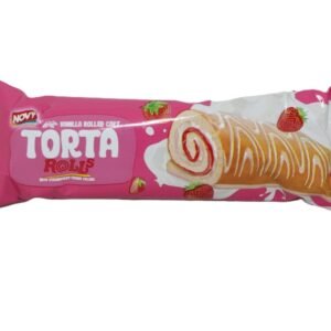 Novy Torta Vanilla Sponge Cake Roll Filled with Strawberry Cream 1 pcs