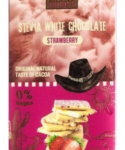 Zero White Chocolate Slab with Stevia & Dried Strawberry - vegan  no added sugar  gluten free 85 gr