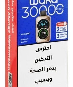 Waka Duo 30000 Puffs Rechargeable Disposable Vape Peach Mango Watermelon Flavor (20mg/ml) 1 pcs