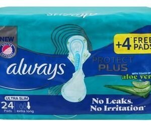 Always Protect Plus Ultra Slim Extra Long Pads with Aloe Vera Extract with Wings (20+4 Free) 24 per pack