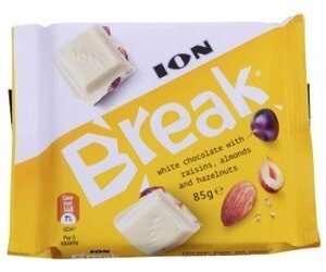 Ion Break White Chocolate Slab with Raisins  Almonds & Hazelnuts 85 gr