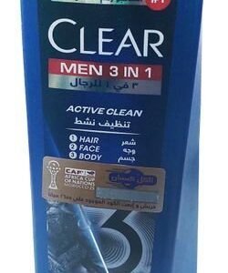 Clear Men Active Clean 3in1 Shampoo For Hair  Face & Body