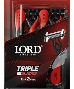 Lord Black & Red Triple Blade Disposable Razors (6+2 Free)