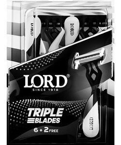 Lord Black & White Triple Blade Disposable Razors (6+2 Free)