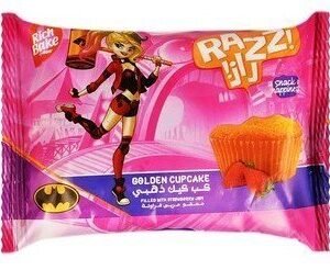 Razz Golden Cupcake Filled with Strawberry Jam 1 pcs