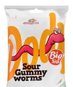 Magical Sour Worms Gummy Candies - lard free 80 gr