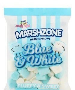 Marshzone Blue & White Marshmallows Vanilla Flavor - gluten free  pork derivatives free 150 gr