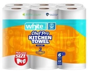 White Chef Pro Kitchen Towel Rolls 3ply