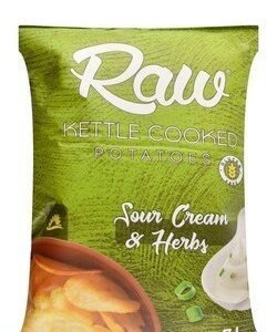 Raw Kettle Cooked Sour Cream & Herbs Potato Chips - GMO free  gluten free  cholesterol free 55 gr