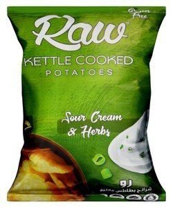 Raw Kettle Cooked Sour Cream & Herbs Potato Chips - GMO free  gluten free  cholesterol free 100 gr