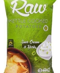 Raw Kettle Cooked Sour Cream & Herbs Potato Chips - GMO free  gluten free  cholesterol free 40 gr