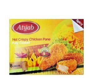 Atyab Frozen Fully Cooked Hot Crispy Chicken Pane (8 Pieces) 400 gr