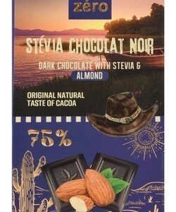 Zero 75% Dark Chocolate Slab with Stevia & Almonds - vegan  no added sugar  gluten free 85 gr