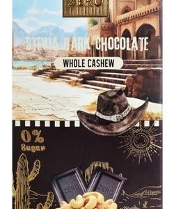 Zero Dark Chocolate Slab with Stevia & Whole Cashew - vegan  sugar free  gluten free 85 gr