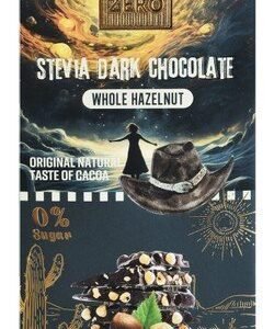 Zero Dark Chocolate Slab with Stevia & Whole Hazelnut - vegan  sugar free  gluten free 85 gr