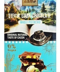Zero Dark Chocolate Slab with Stevia & Whole Pistachio - vegan  sugar free  gluten free 85 gr