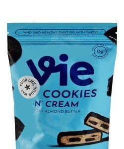 Vie 13g Protein Dark Chocolate Coated Snack Bites Cookies N  Cream Flavor with Almond Butter - vegetarian  artificial ingredients free  preservatives free