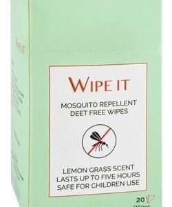 Wipe It Mosquito Repellent Wipes Lemon Grass Scent - deet free 20 wipes
