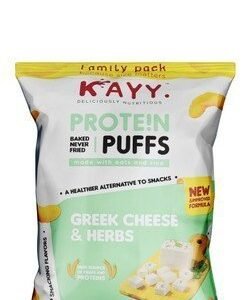KAYY Baked Greek Cheese & Herbs Protein Puffs - GMO free  artificial colors free  preservatives free 80 gr