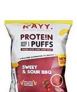 KAYY Baked Sweet & Sour BBQ Protein Puffs - GMO free  artificial colors free  preservatives free 80 gr