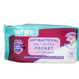 White Pocket Refreshing Antibacterial Wet Wipes Lavender & Vanilla Scent 10 wipes