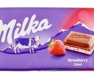 Milka Milk Chocolate Slab with Strawberry 100 gr