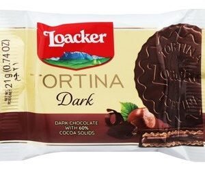 Loacker Tortina Dark Chocolate Coated Wafers with 60% Cocoa Solids