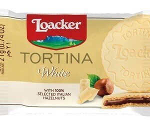 Loacker Tortina White Chocolate Coated Wafers with Hazelnut Cream