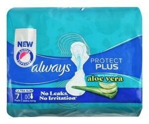 Always Protect Plus Ultra Slim Extra Long Pads with Aloe Vera Extract with Wings