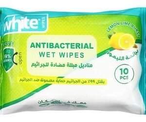 White Pocket Antibacterial Wet Wipes Lemon Scent