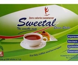 Sweetal Zero Calorie Stevia Sweetener (100 Sachets) - aspartame free  saccharin free  preservatives free