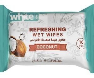 White Pocket Refreshing Multipurpose Wet Wipes Coconut Scent
