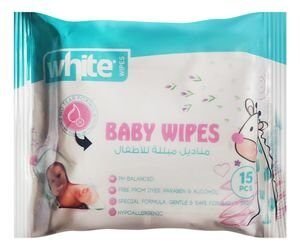 White Hypoallergenic Anti-Irritation & Anti-Redness Baby Wet Wipes for Sensitive Skin - dyes free  parabens free  alcohol free