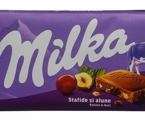 Milka Alpine Milk Chocolate Slab with Hazelnuts & Raisins